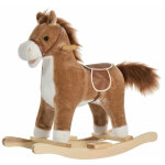 Cheval � bascule selle grand confort peluche courte douce bois peuplier brun dim. 65l x 32, 5l x 61h ...