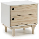 Vs venta - stock - chevet roma avec 2 tiroirs en couleur blanc. pieds et fa�ades en bois naturel