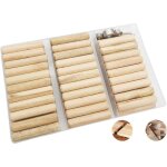 Cheville en bois 10mm - assortiment de tourillons 63 pi�ces, 2 pointes de centrage et 1 but�e de profondeur ...