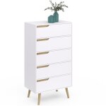 Idmarket - chiffonnier 5 tiroirs helsinki 60 cm commode semainier scandinave blanc