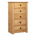 Les tendances ? chiffonnier 5 tiroirs pin massif clair ? dimensions 46x40x89 cm ? finition vernie ? poign�es ...