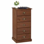 Chiffonnier paris en pin massif, 5 tiroirs, lasur brun fonc