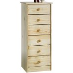Chiffonnier en pin rondo, 6 tiroirs, vernis naturel
