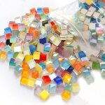 1000g carreaux de mosaque rectangulaires en verre colores, 1x1cm carr mosaque de pierres morceaux ...