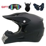 Choyclit - casque de moto motocross, noir adulte casque cross avec gants / lunettes / masque