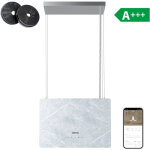 Hotte ilot app contr�le 700m3 / h booster 4 vitesses uv traitement marbre blanc cd4850w