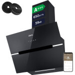 Ciarra - hotte tactile et app contr�le 60cm 650m3 / h 4 vitesses booster 2pcs filtre charbon cd6736fb ...