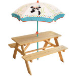 Fun house 713144 indian panda table pique - nique en bois avec parasol pour enfant