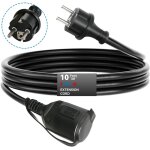 Cilia rallonge �lectrique avec clapet 3m c�ble d'extension noir 16a 3680w fiche coud�e 90� schuko id�al ...