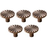 Cinq poign�es d'armoire rondes en cuivre rouge, poign�es d'armoire, de porte et de tiroir en cuivre pour ...