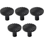 Cinq poign�es d'armoire rondes en laiton noir, poign�es d'armoire, de porte et de tiroir en laiton pour ...