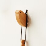 Cintre en bois cratif avec ventouse pour oiseaux, crochet mural en bois massif naturel
