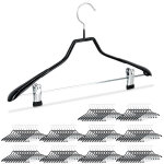 Cintres pour costumes, lot de 100, rev�tement antid�rapant, cintres � pinces, bouts arrondis, en m�tal, ...