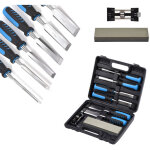 Ciseaux � bois en cr - v professionnels 9 pi�ces, largeur de 6 / 13 / 19 / 25 / 32 / 38 mm, avec capuchon ...