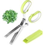 Ciseaux  herbes, ciseau de cuisine  5 lames en acier inoxydable avec couvercle de scurit pour hacher ...