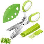 Ciseaux � herbes, ciseaux de cuisine � 5 lames en acier inoxydable, ciseaux � �pices ciboulette avec ...