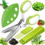 Ciseaux � herbes, ciseaux � herbes de cuisine en acier inoxydable, ciseaux � herbes polyvalents � 5 lames, ...