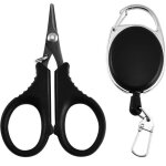 Ciseaux de p�che dentel�s en acier inoxydable, coupe - ligne multifonctionnel de pr�cision, noir