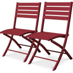 Citygarden - marius - lot de 2 chaises de jardin en aluminium rouge carmin - city garden