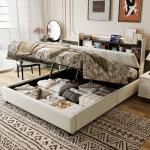 Cjhxe - lit coffre 160x200 cm velours - avec port usb / type c �clairage led t�l�command� - lit coffre ...