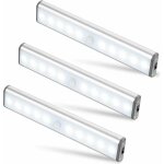 Clairage d'armoire  trois 10 led, sans fil, usb rechargeable, magntique, dtecteur de mouvement, 2 ...