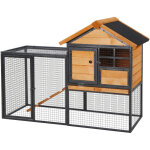 Pawhut - clapier cage  lapins cottage - niche suprieure avec rampe et enclos extrieur - plateau excrment, ...