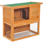 Pawhut - clapier  lapin cage  lapin 2 tages plateau coulissant rampe et toit ouvrant 90l x 45l x 80h ...