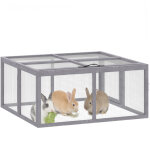 Clapier lapin ext�rieur - enclos lapin - pawhut - pliable, 1, 2 ? avec toit ouvrant et poign�e - bois ...