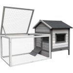 Wiltec clapier ? 1460 x 750 x 830 mm ? toit bitum ? bois sapin ? avec escalier, bac amovible et enclos ...