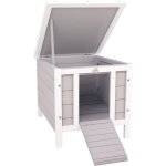 Clapier � lapin - pawhut - avec rampes / porte, toit ouvrant et �tanche - en bois de sapin - 51 x 42 ...