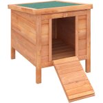 Clapier de sol niche enclos pour lapin porte rampe verrouillable 2 en 1 toit ouvrant bitum bois sapin ...