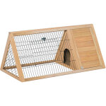Pawhut - clapier triangulaire de sol enclos ext�rieur niche double porte dim. 116l x 62l x 53h cm bois ...