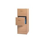 Classeur 3 tiroirs dossiers suspendus bois clair office h109cm