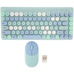 Clavier et souris sans fil r�tro, touches rondes color�es 86 touches avec souris 2. 4g pour pc portable ...