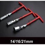 Cl� bougie d'allumage universelle � double usage, poign�e en t, cl� bougie avec charni�re 14 / 16 / 21mm ...