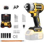 Cl� � chocs 21v - cl� � chocs sans fil brushless, 300nm boulonneuse a choc , boulons de roue, bo�te avc ...