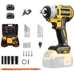 Cl� � chocs sans fil brushless, 300nm boulonneuse a choc avec batterie 21v, boulons de roue, bo�te avc ...