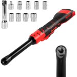 Cl� � cliquet sans fil 3 / 8  18 v, 320 tr / min, 80 n. m, avec led et 8 douilles, tige rallong�e 16 ...