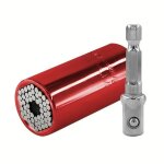 Cl� � douille universelle 7 - 19mm - coffret professionnel avec adaptateur perceve et cliquet