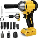 Cl� d'impact sans fil, pistolet d'impact sans brosse 1000nm 1 / 2 pouce compatible avec dewalt 18 v 21 ...
