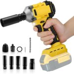 Cl� d'impact sans fil, pistolet d'impact sans brosse 600nm compatible avec dewalt 21v, pilote d'impact ...