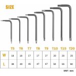Cls torx coude, kit de 8 pices cls allen torx, tournevis etoile t5 t6 t7 t8 t9 t10 t15 t20, ensembles ...
