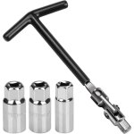 Cl� universelle pour bougies d?allumage, 3 douilles (16 / 18 / 21 mm), noire, pour voiture et moto, 1 ...