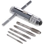 Lifcausal - clef  taraud pour filetage, kit avec 5 pices m3 - m8, t - handle rglable et  cliquet