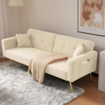 Clic - clac 2 places avec dossier r�glable 105 - 180�, coussins et poches lat�rales, pieds dor�s, tissu ...