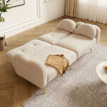 Clic - clac 2 places avec dossiers r�glables 3 positions et 2 coussins, pieds m�tal dor� en tissu laine ...