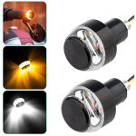 Clignotants led 12v pour guidon moto �22 mm, jaune / blanc, usin�s cnc, 1 paire