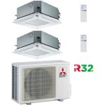 Climatiseur  cassette mitsubishi r32 slz - m dual split inverter 9000 + 9000 btu avec ue mxz - 2f33vf ...