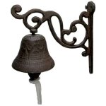 Cloche de d�ner d'ext�rieur rustique vintage en fonte, grande cloche de porte murale en m�tal pour ferme ...