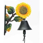 Cloche murale en fonte robuste - d�coration murale peinte � la main - sonnette de porte � secouer manuellement ...